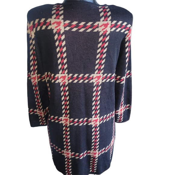Kasper Plaid Cardigan with Buckle Detail M - Picture 5 of 6